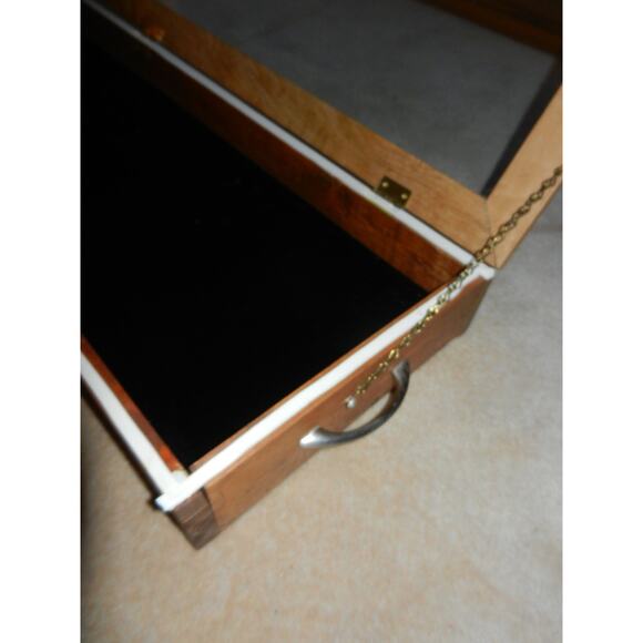 Two Flea Market Display Case Portable Wood with Handels,Velvet Lining 49" long - Picture 7 of 10